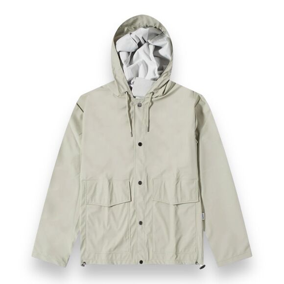 Rains Jacket Adult L Cement Short Hooded Coat Waterproof - MSRP$125